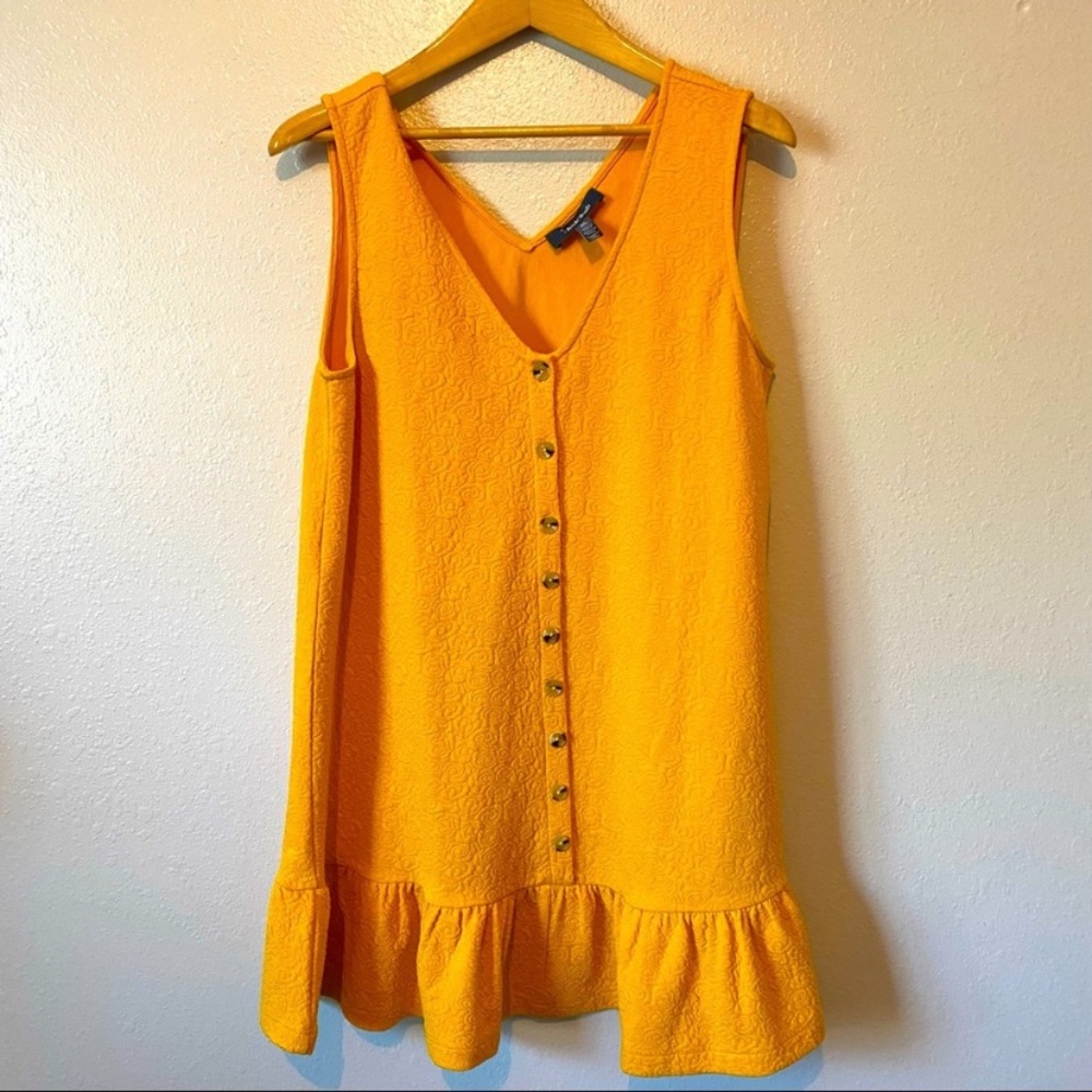Modcloth Yellow Ruffled Sundress Sleeveless V-Neck
